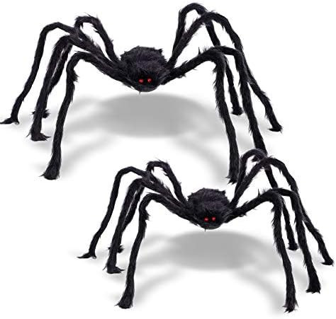 Figoal 2 Pack Giant Halloween Spider Halloween Decorations Virtual Realistic Hairy Spider Hallowe... | Amazon (US)