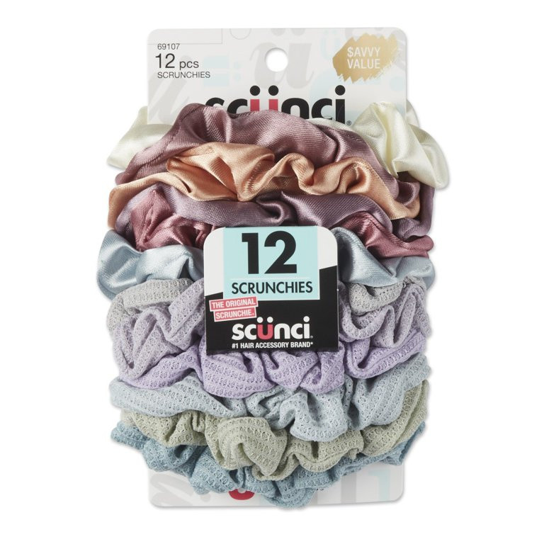Scunci Scrunchie Hair Ties, Multi-Color, 12 Ct | Walmart (US)