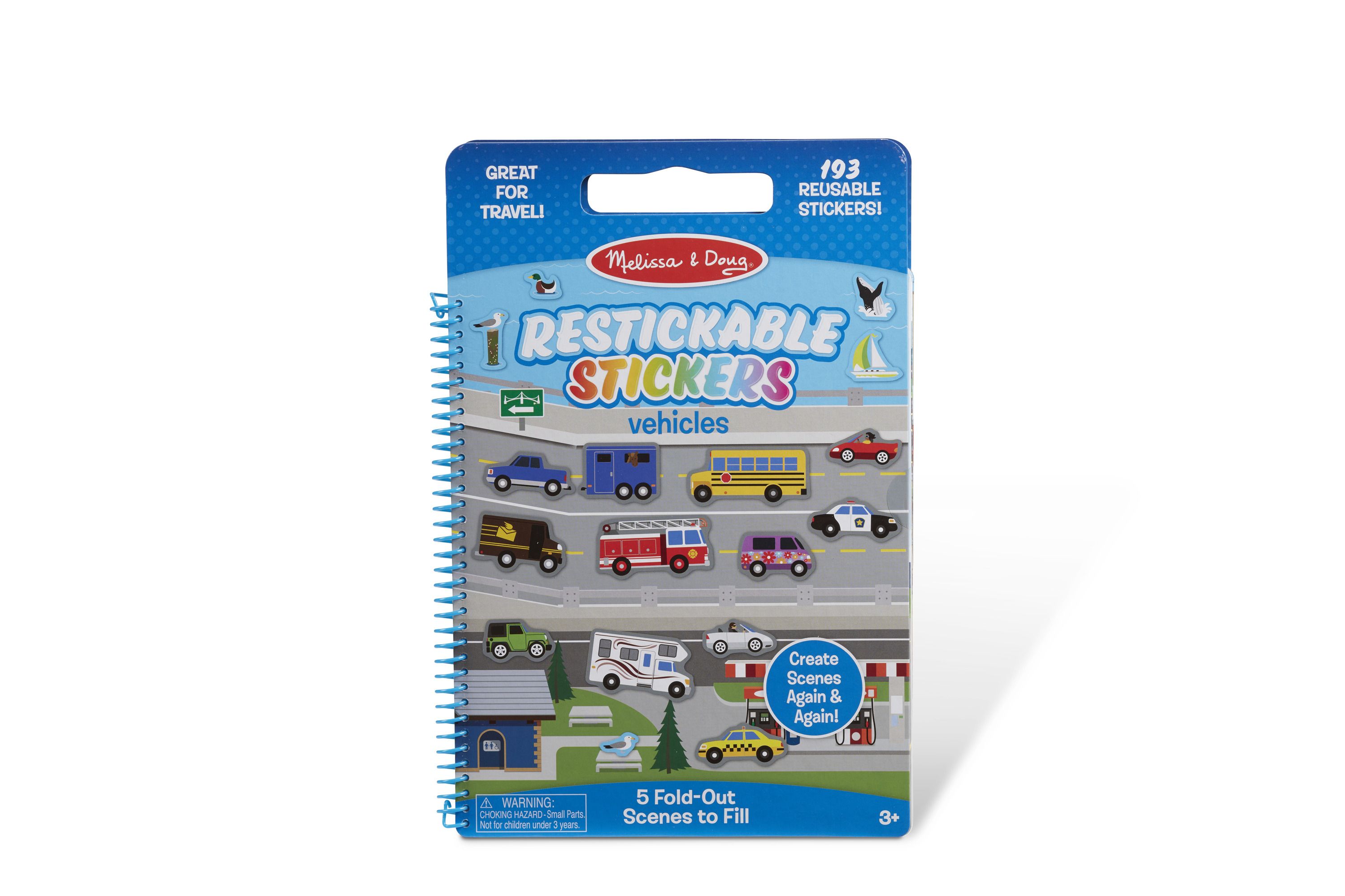 Melissa & Doug Vehicles Multi-Color Restickable Stickers - 193 Stickers, 5 Fold-Out Scenes, Great... | Walmart (US)