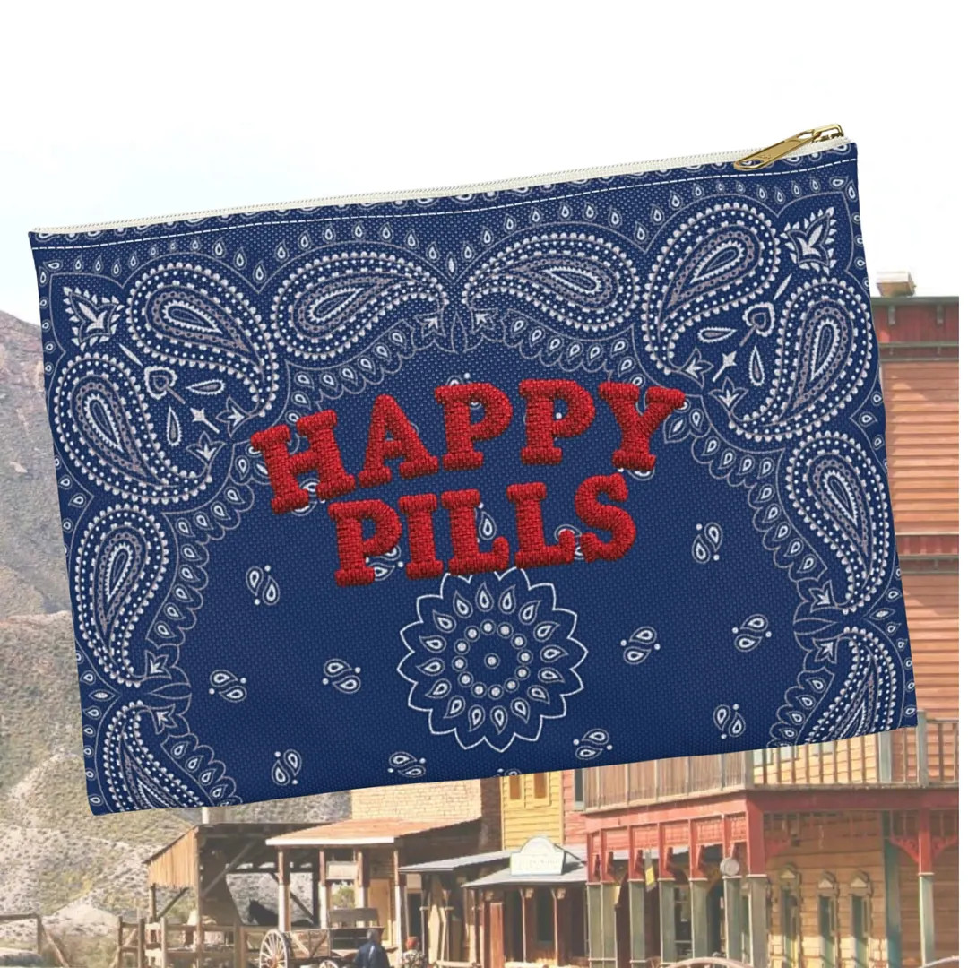 Bandana Print Navy Blue Jewelry Pouch Travel Organizer Pencil Bag Gift for Her Cosmetic Makeup Cl... | Etsy (US)