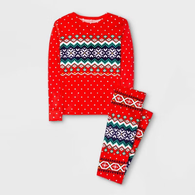 Boys' 2pc Snuggly Soft Fair Isle Pajama Set - Cat & Jack™ Red | Target