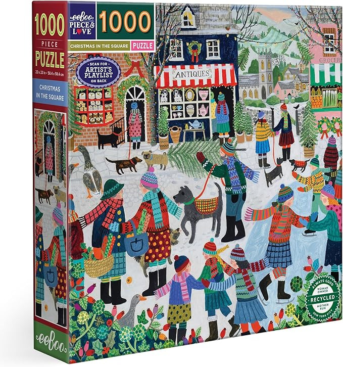 eeBoo Piece & Love: Christmas in The Square - 1000 Piece Puzzle, 23" Square Adult Jigsaw, Cozy Sm... | Amazon (US)