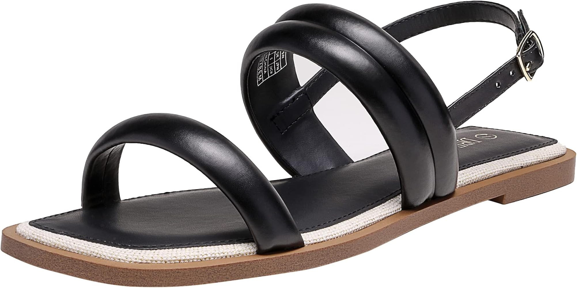 DREAM PAIRS Women's Sandals Casual Dressy Summer Square Toe Adjustable Buckle Quilted Flat Sandals | Amazon (US)