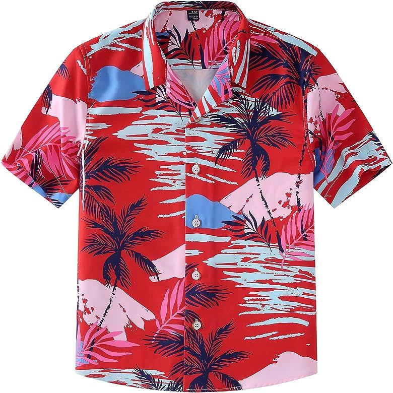 siliteelon Boys Hawaiian Shirts Short Sleeve Cotton Summer Beach Button Down Casual Aloha Luau Sh... | Amazon (US)