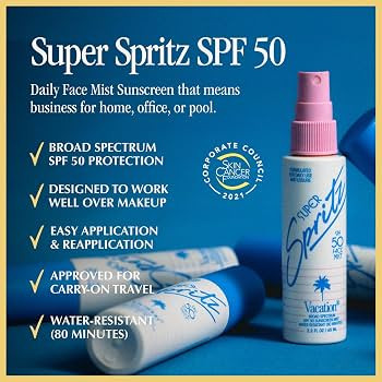 Vacation Super Spritz SPF 50 Face Mist & Air Freshener Bundle, Daily Face Sunscreen Spray, Clean ... | Amazon (US)