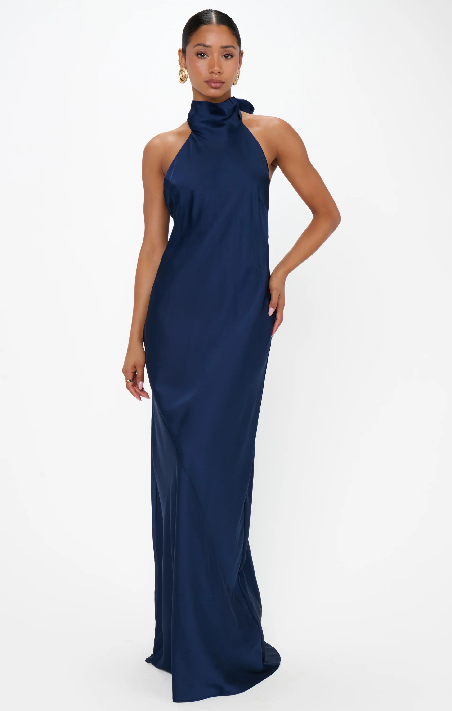 Lisa Maxi Dress, in Midnight Navy Luxe Satin, Size: XS | Show Me Your Mumu | Show Me Your Mumu