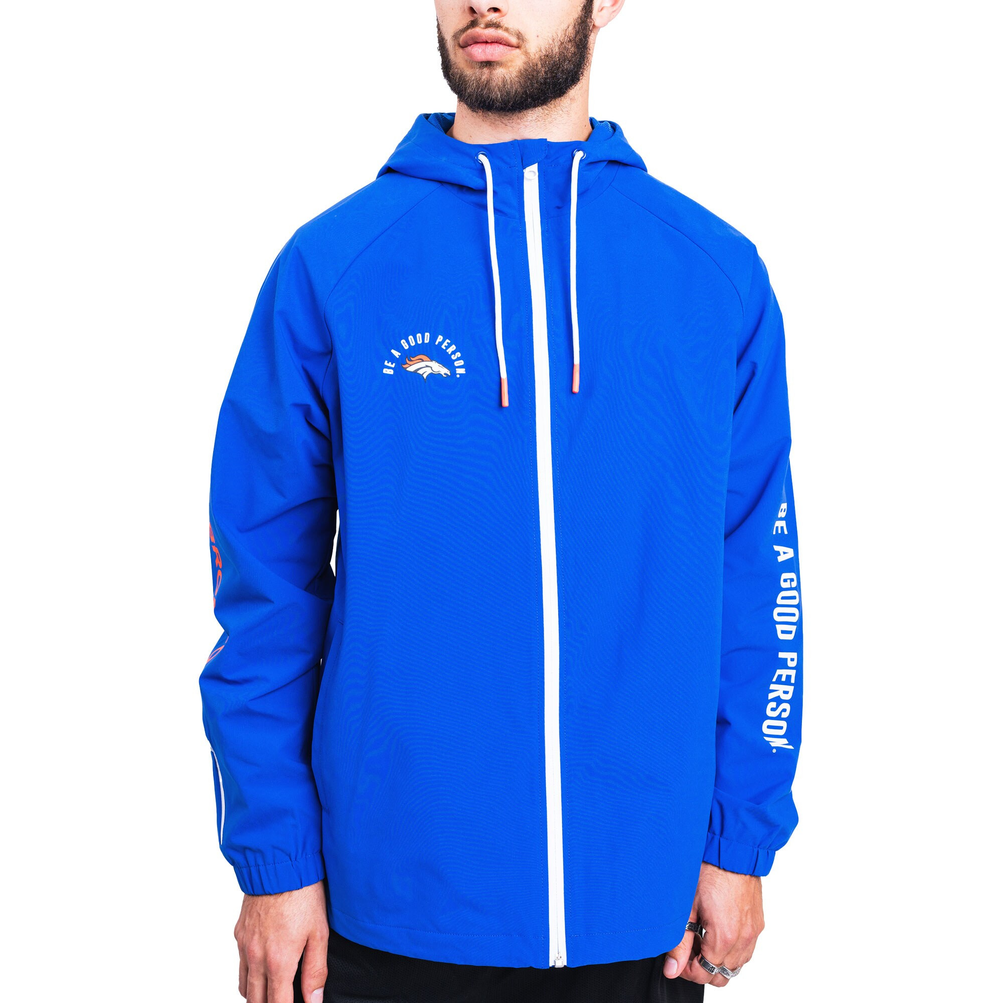 Unisex Denver Broncos x Be A Good Person Blue Windbreaker Jacket | NFL Shop