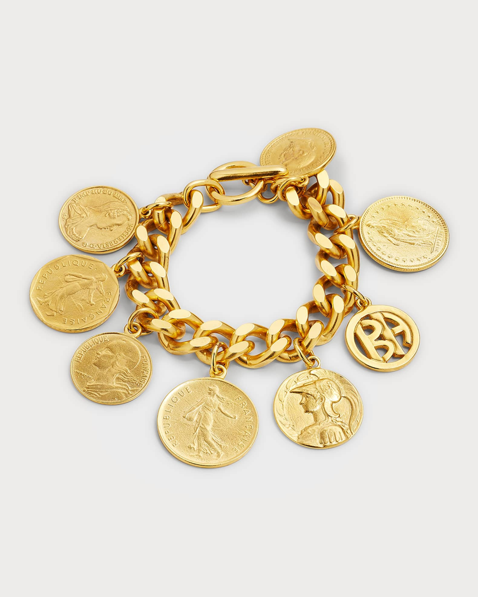 Chain-Link Coin Drop Bracelet | Neiman Marcus