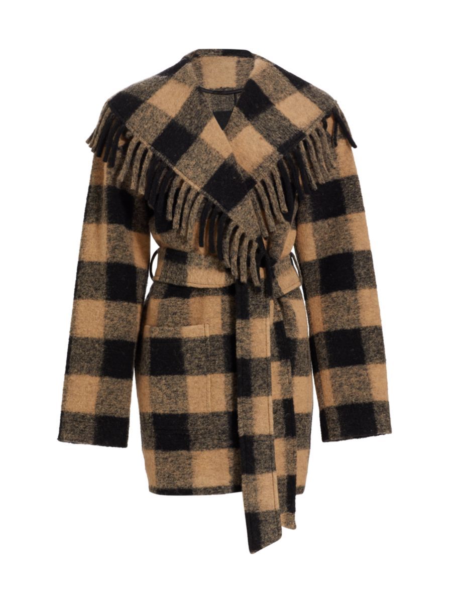 Jonathan Simkhai Standard Henriette Fringe Buffalo Plaid Coat | Saks Fifth Avenue