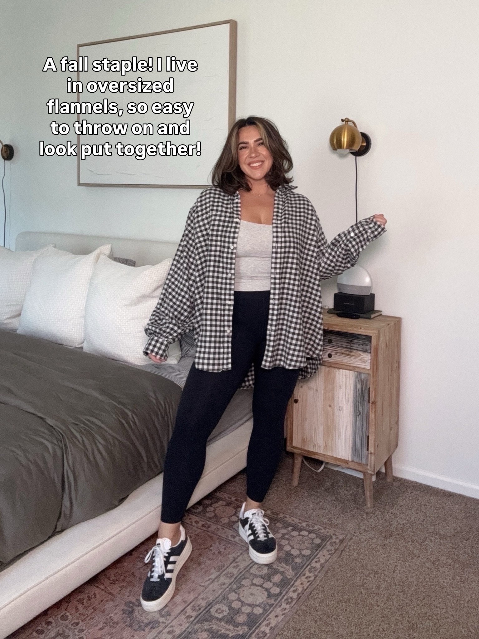 Elevating leggings outfit :)
Size XL in flannel! 
Spanx code NINAXSPANX

#LTKSeasonal #LTKMidsize #LTKootd