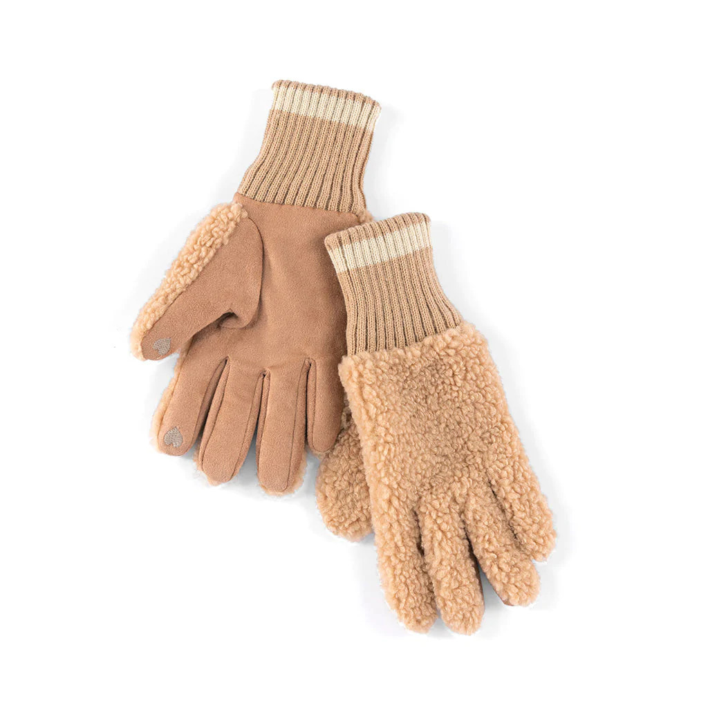 Shiraleah Jude Winter Sherpa Touchscreen Gloves, Tan | Shiraleah
