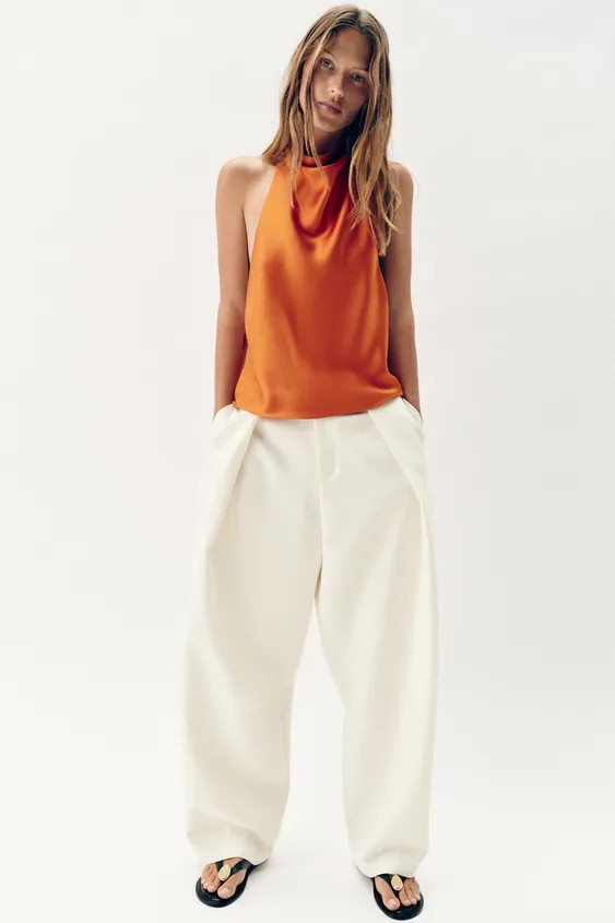 SATIN EFFECT HALTER TOP | Zara US