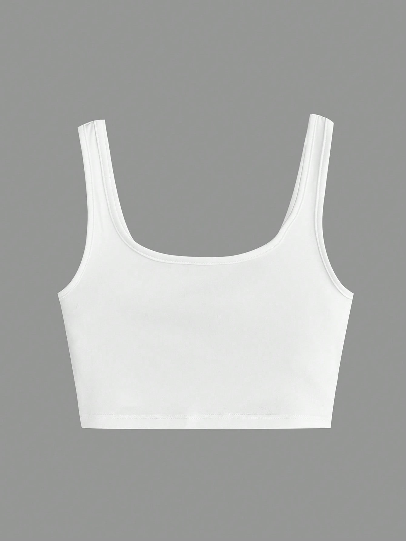 SHEIN BASICS 1pc Scoop Neck Solid Crop Tank Top | SHEIN