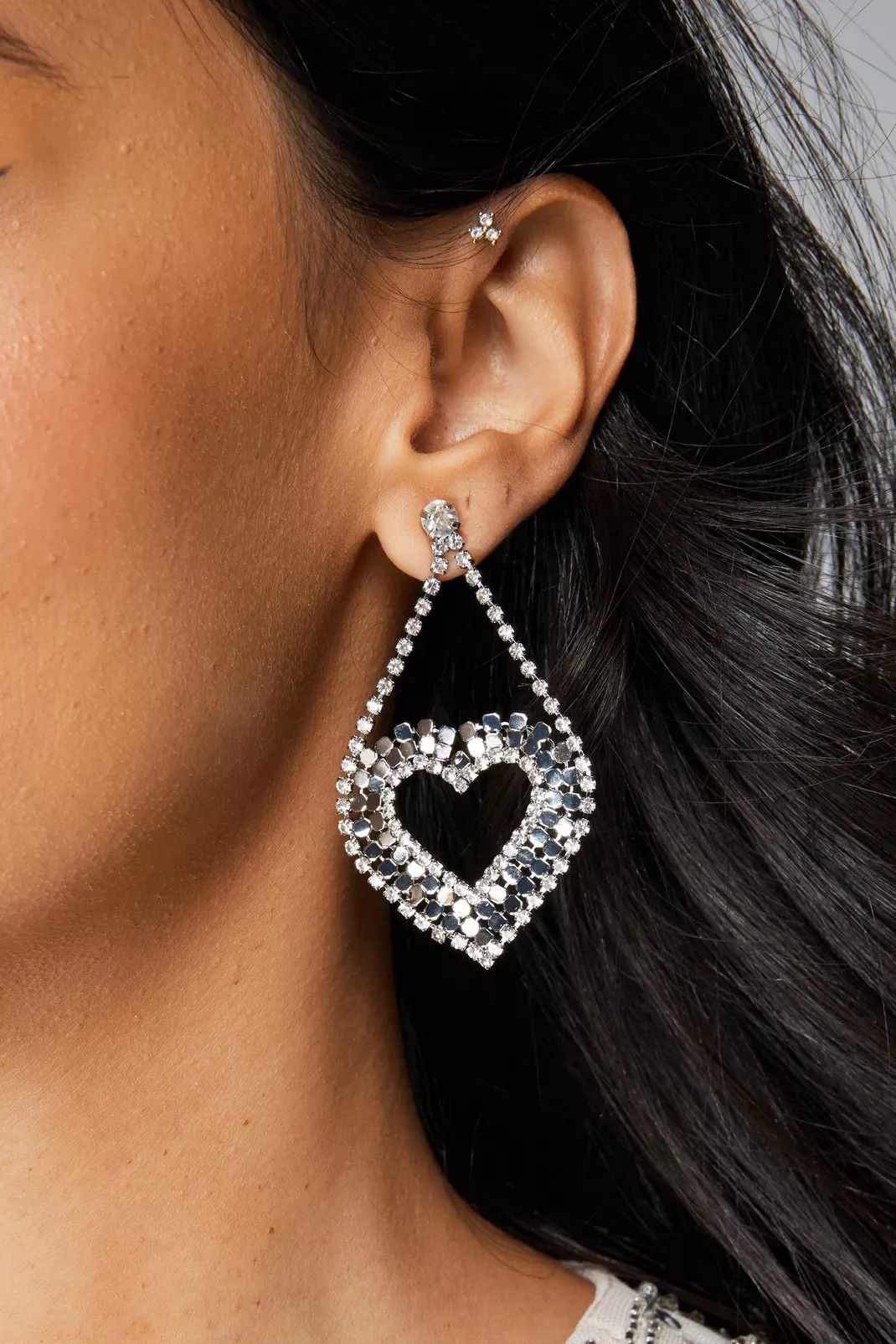 Mirror Diamante Heart Earrings | Nasty Gal US