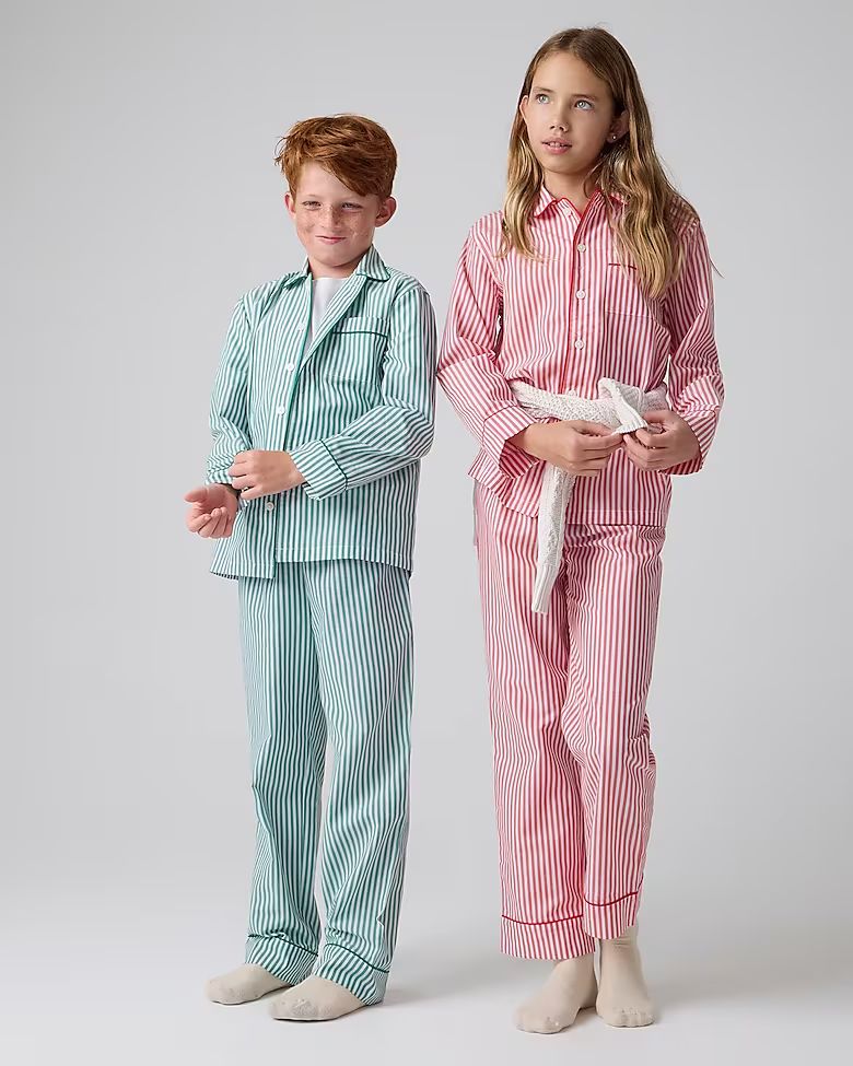 Kids' printed button-up pajama set in stripe | J.Crew US