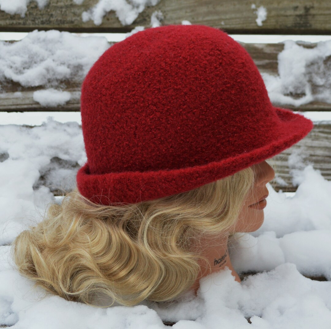 Classic 1920s Hand Felted Wool Cloche Hat. Dark Red. Ready to Ship. - Etsy | Etsy (US)