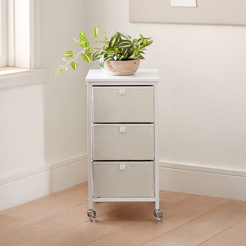 Rolling 3-Drawer Cart - Oat | Pottery Barn Teen
