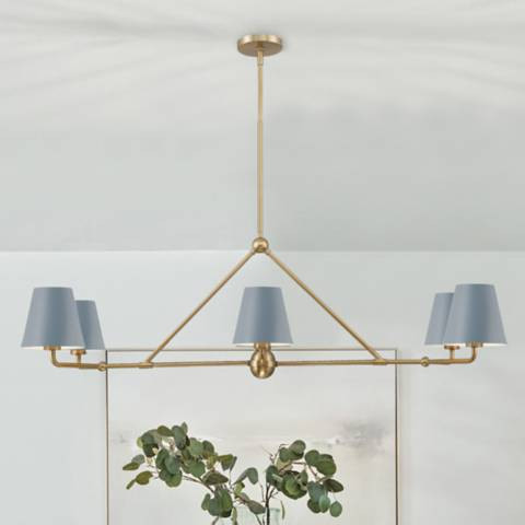 Xavier 46" Wide Vibrant Gold 6-Light Linear Chandelier | Lamps Plus