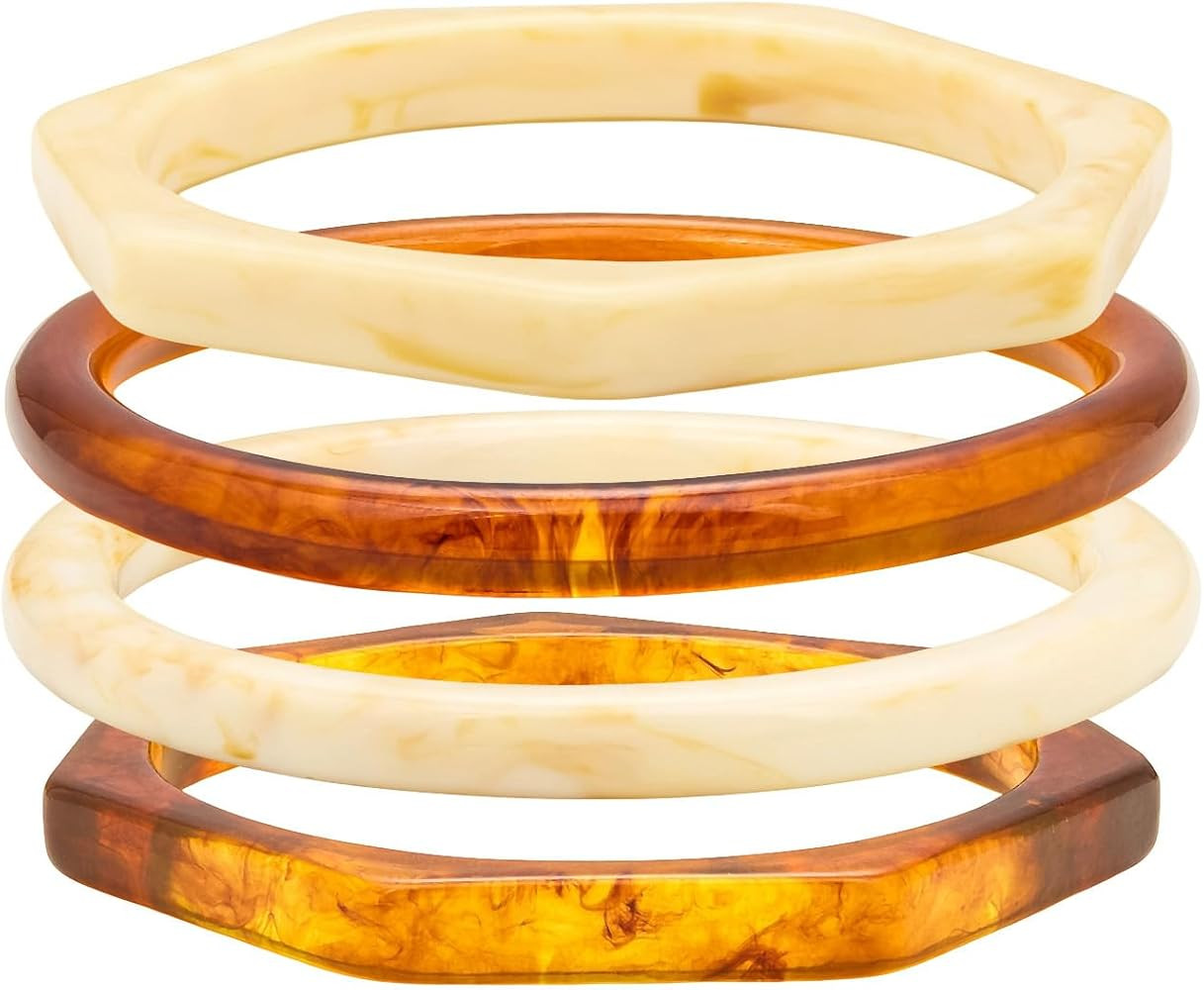 Cicy Bell Acrylic Bangle Bracelets For Women Resin Chunky Bangles | Amazon (US)