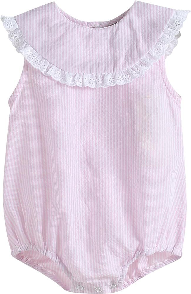 Girl Baby and Toddler Lace Collar Bubble Romper | Amazon (US)
