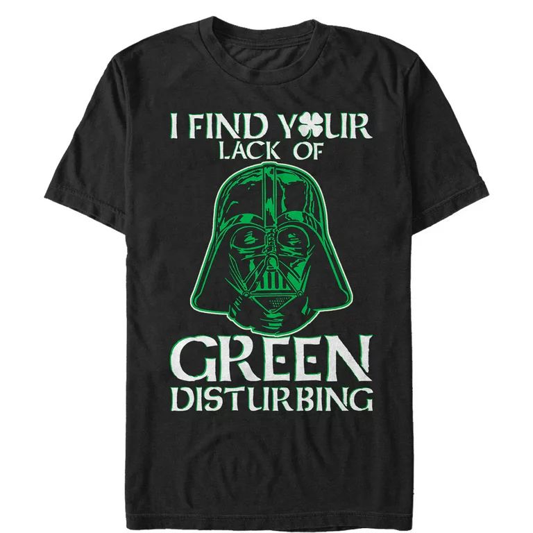 Men's Star Wars St. Patrick's Day Vader Lack of Clover  Graphic Tee Black Medium | Walmart (US)