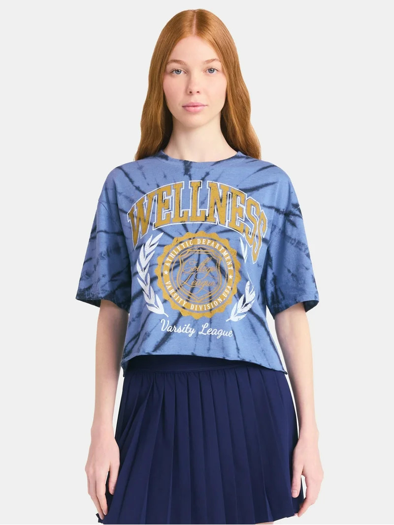 No Boundaries Boxy Cropped Graphic Tee with Short Sleeves, Women's | Walmart (US)