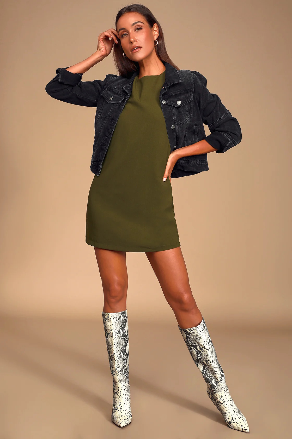 Shift and Shout Olive Green Shift Dress | Lulus