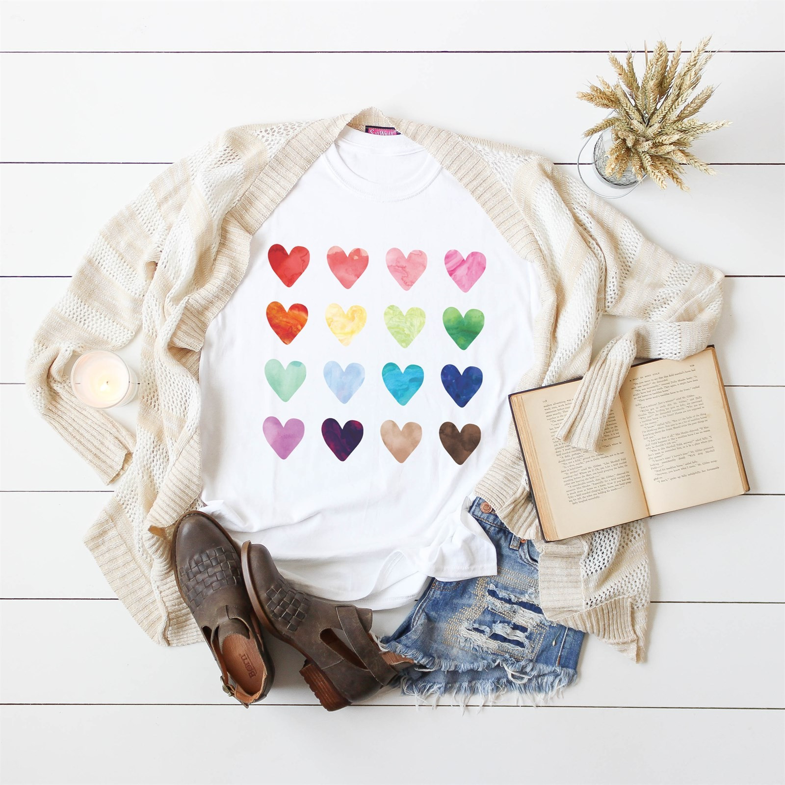 Watercolor Hearts Popular Graphic Tees | Jane