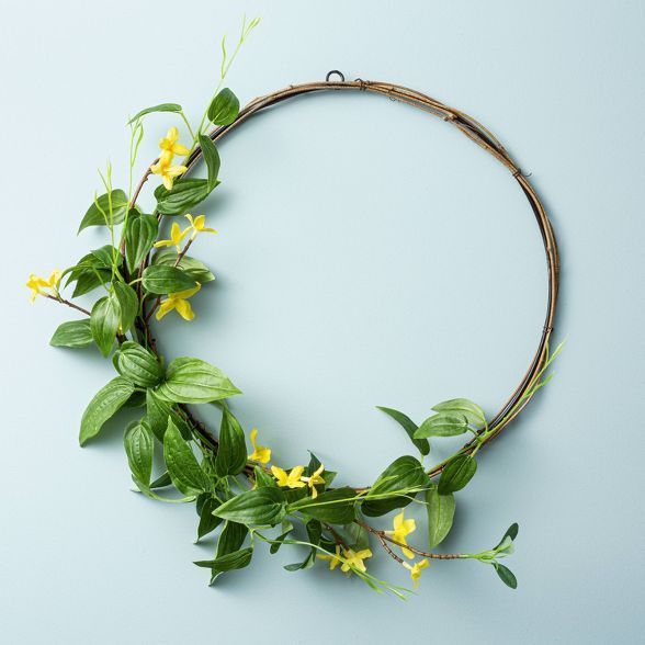 13.5" Faux Forsythia Flower Wreath - Hearth & Hand™ with Magnolia | Target