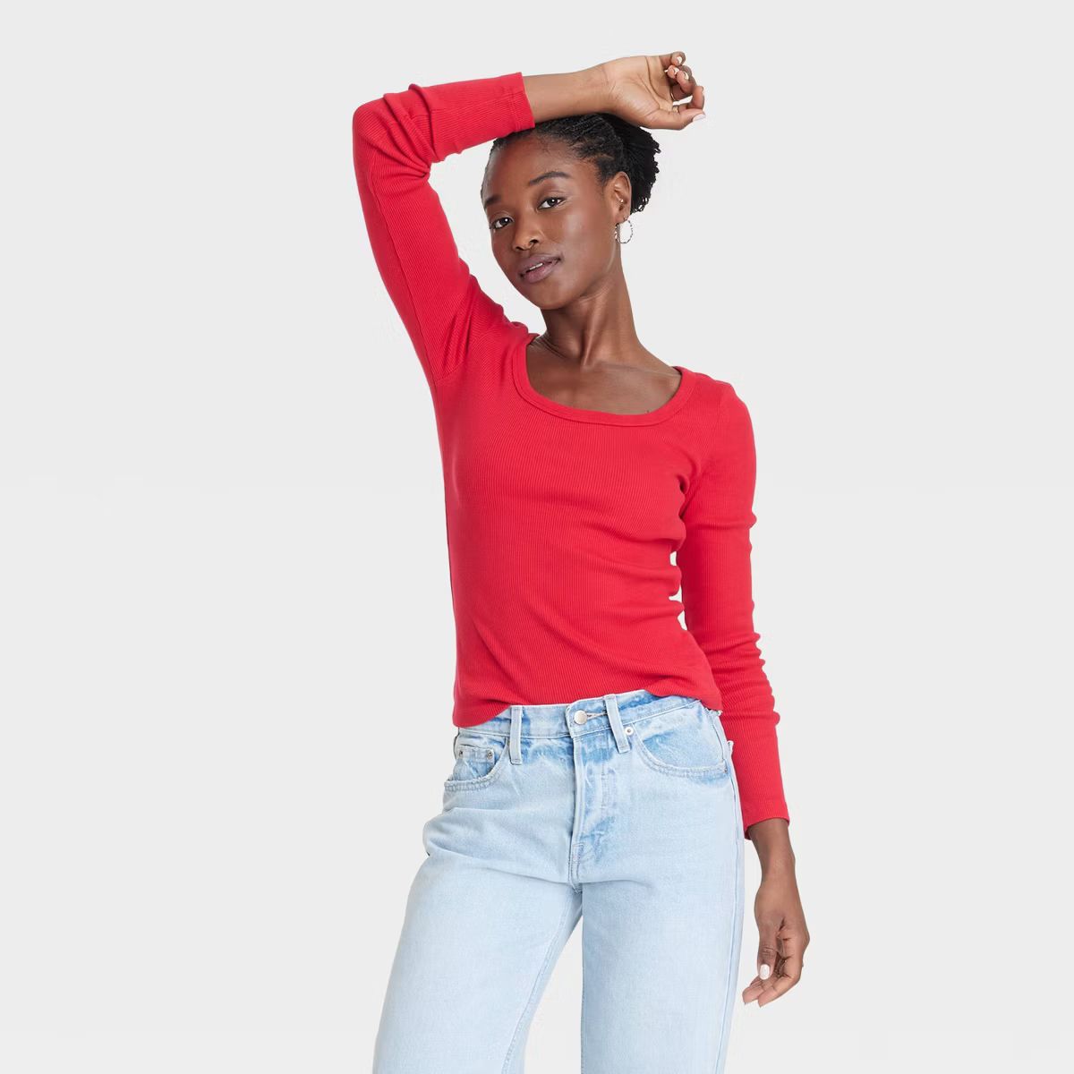 Women's Long Sleeve Rib Scoop Neck T-Shirt - Universal Thread™ | Target