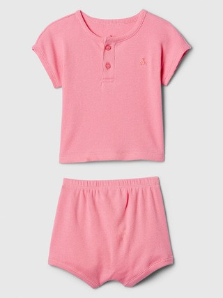 Baby Ribbed Henley Two-Piece Outfit Set | Gap Factory