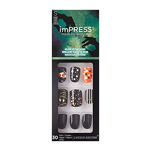 Kiss imPRESS Press on Manicure Halloween Nails - Bleeding Love, Short Length, Square Shape, 30 Fake Nails | Amazon (US)