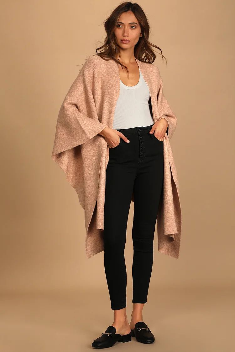 Keep Things Cozy Taupe Knit Poncho | Lulus (US)
