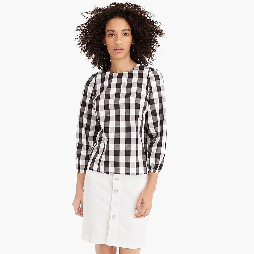 Puff-sleeve top in oversized gingham | J.Crew US