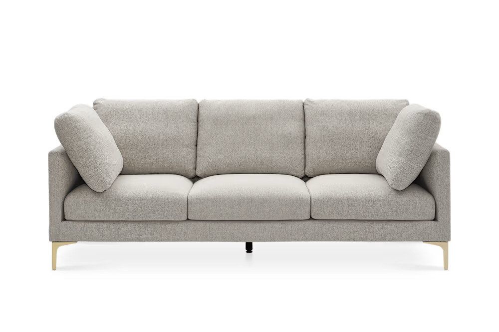 Adams 3 Seater Sofa, Brass, Pearl Beige | Castlery | Castlery (AU)