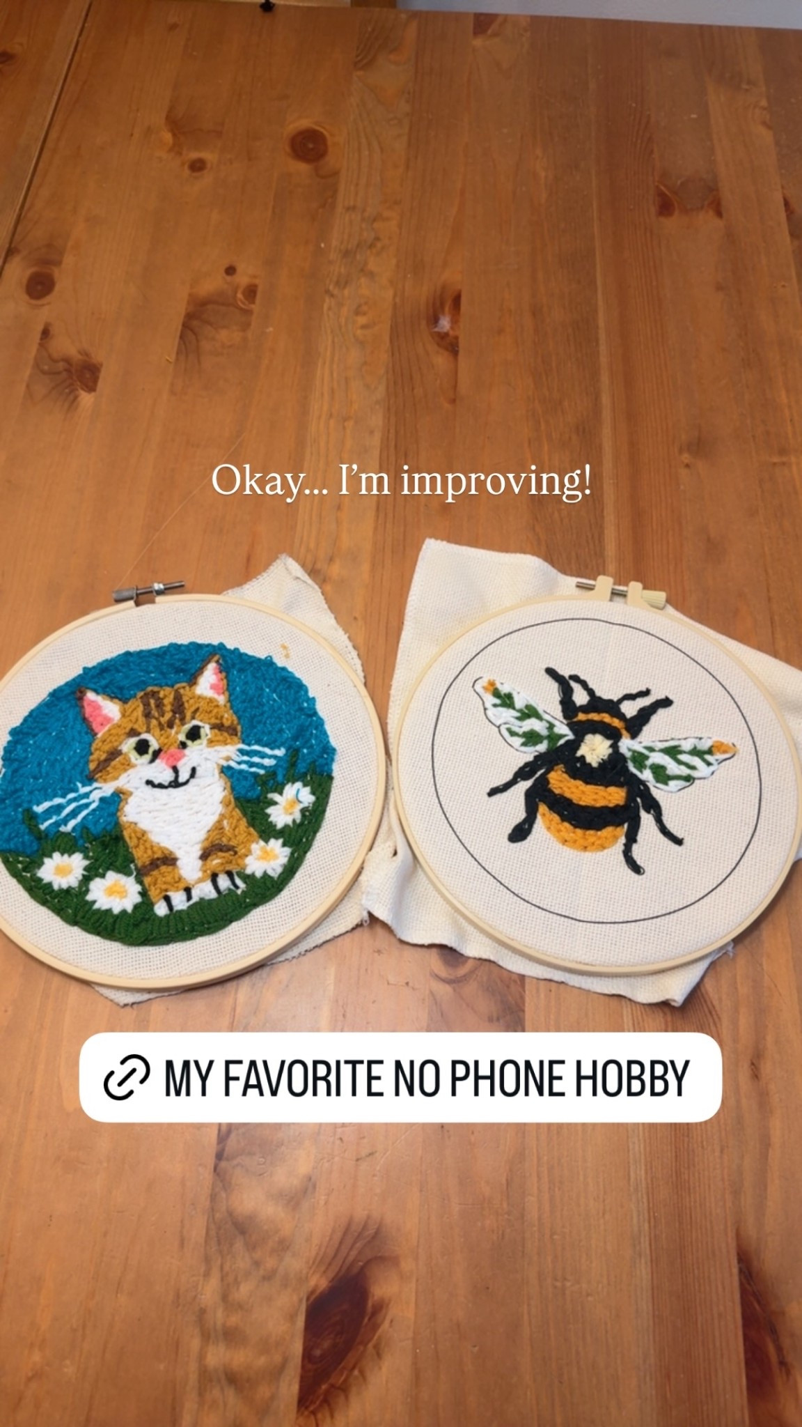 Punch needling is one of my favorite new no phone hobbies 