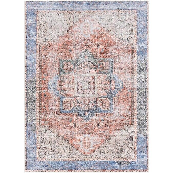 allen + roth Lifestyle Performance Amelie 5 x 8 Coral Indoor Medallion Oriental Area Rug | Lowe's