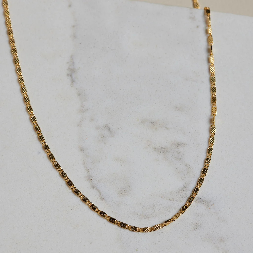 Flat Bar Chain Necklace | Nickel and Suede