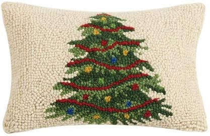 Peking Handicraft Decorated Lighted Christmas Tree Hooked Wool Pillow 8 x 12 | Amazon (US)