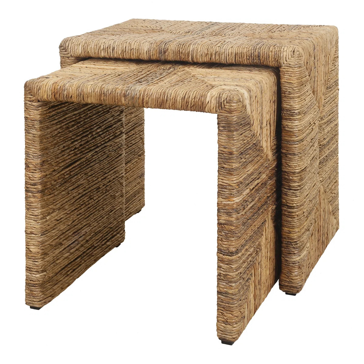 Kanza Abaca Rectangular Nesting Side Table Set Of 2, Natural | Wayfair North America