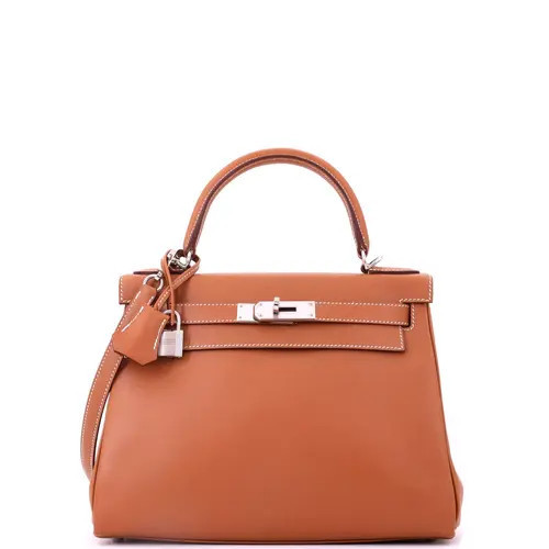 Pre-Owned Hermes Kelly Handbag Brown Madame with Palladium Hardware 28 in Metallic Gold at Nordstrom, Size Small | Nordstrom