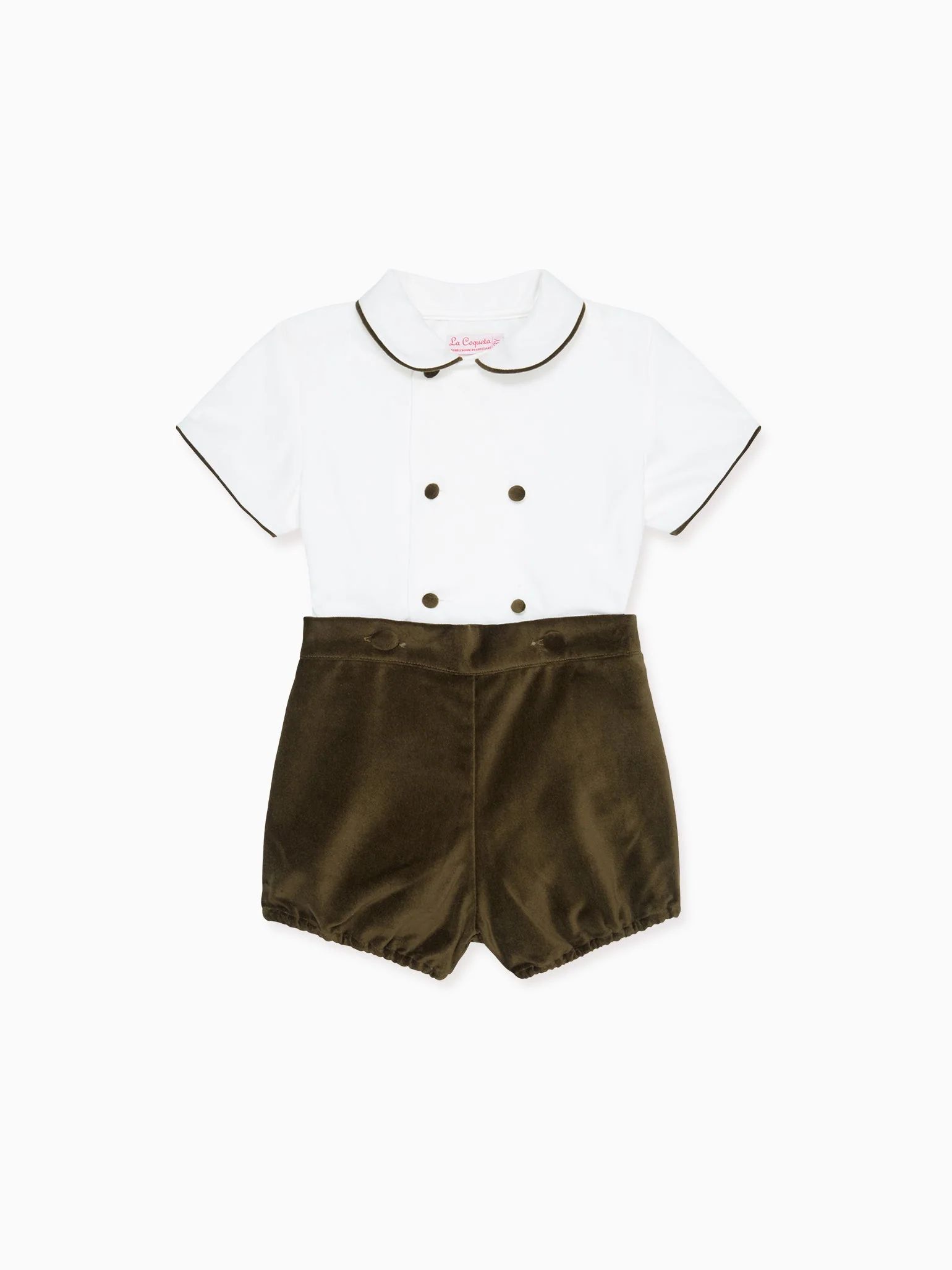 Green Otto Velvet Baby Boy Set | La Coqueta (US)