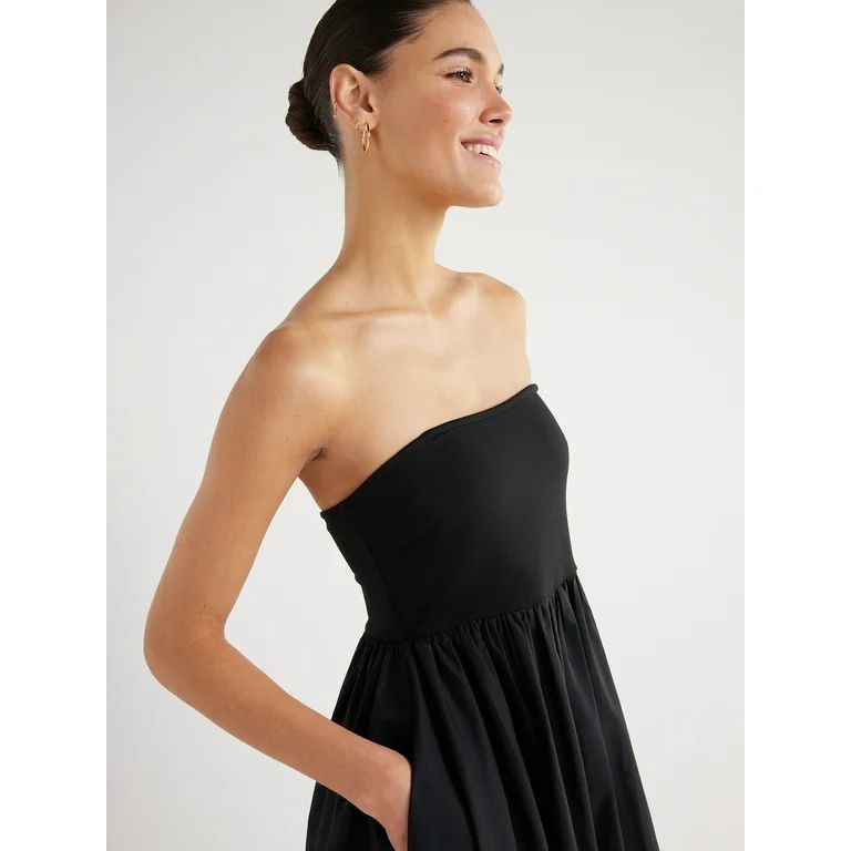 Scoop Women's Mixed Media Dress, Sizes XS-XXL | Walmart (US)