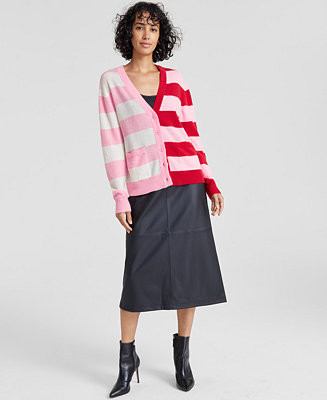 Charter Club Women's 100% Cashmere Colorblock Stripe V-Neck Cardigan, Created for Macy's - Macy's | Macy's