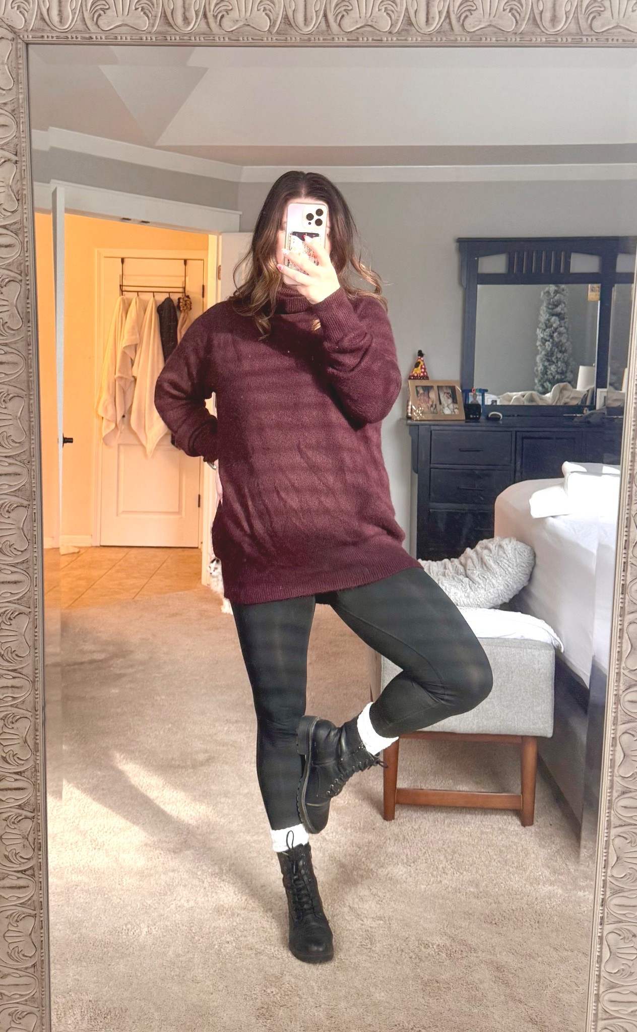 Cozy and comfort but elevated. Medium in sweater and leggings, best scrunch socks, and 7 in boots. All tts. 

#LTKFindsUnder100 #LTKOver40 #LTKootd