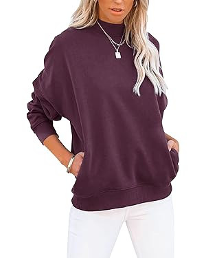 Minclouse Women's Casual Long sleeves Sweatshirt Tops Basic Loose Fit Mock Turtleneck Lightweight... | Amazon (US)