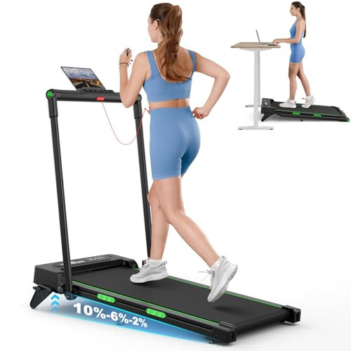 THERUN Walking Pad, 2 in 1 Foldable Treadmills for Home, 2.5HP Under Desk with Handle Bar, 16" Widened Running Belt, with Remote Control & LED Touch Screen | Amazon (US)