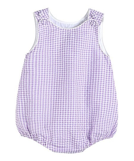 Purple & White Gingham Button Bubble Bodysuit - Infant & Toddler | Zulily