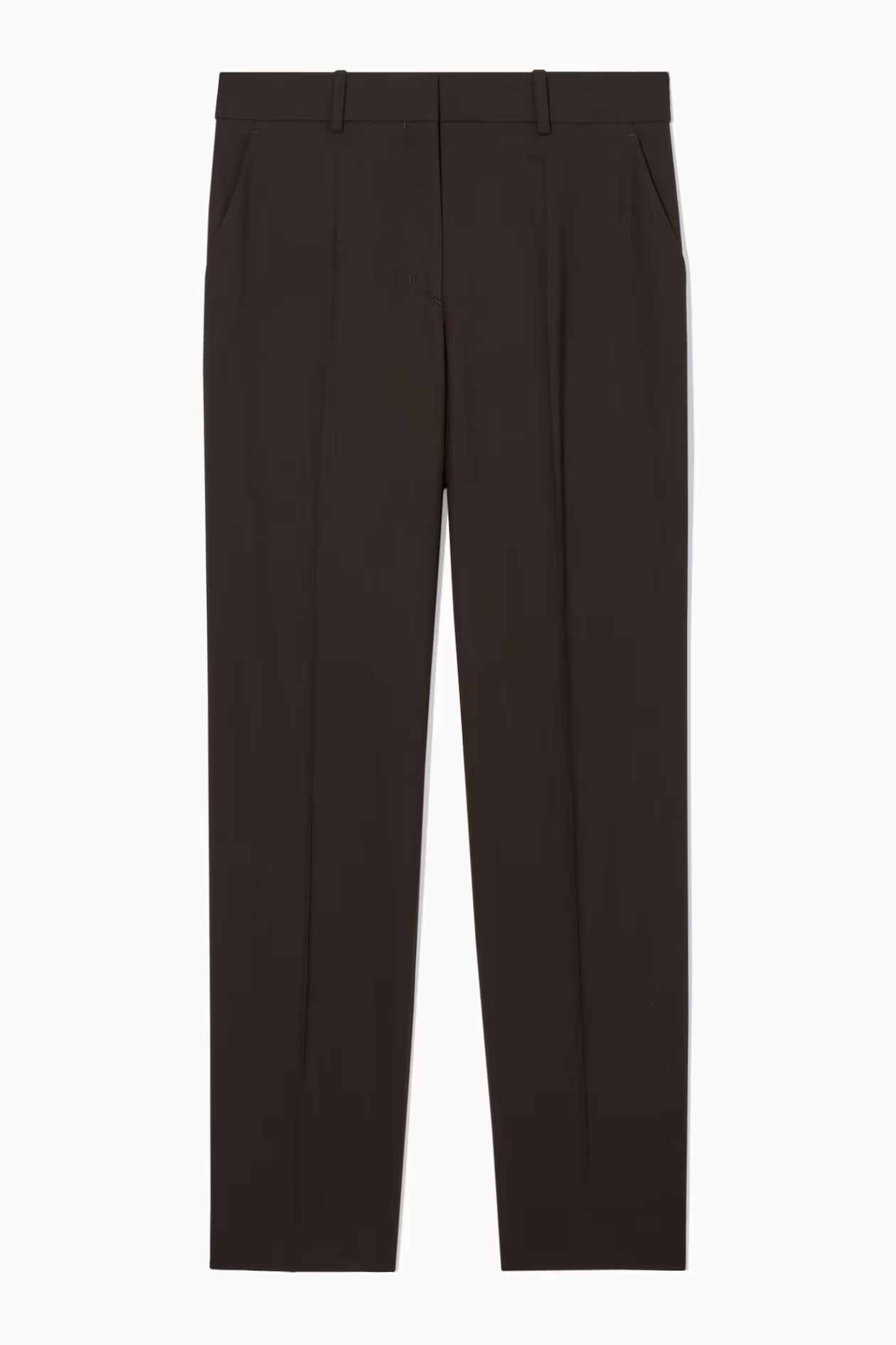 LOW-RISE TAILORED WOOL TROUSERS - Low waist - Extra-long legs - DARK BROWN - Ladies | H&M GB | H&M (UK, MY, IN, SG, PH, TW, HK)