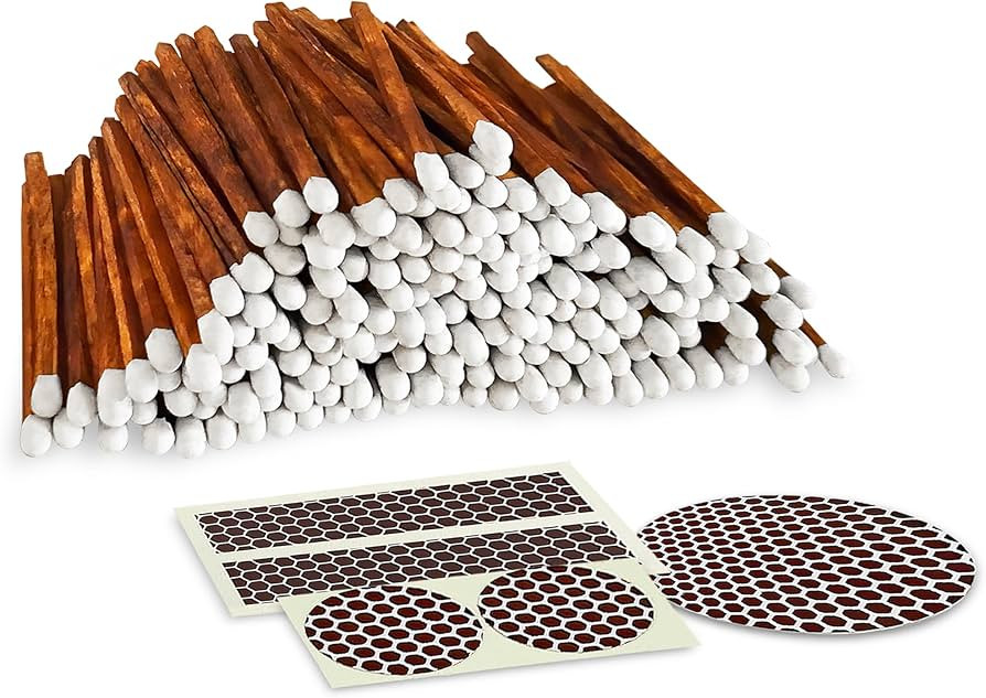 Brown Stick White Tip Safety Matches | 100+ Artisan Bulk Carrot Cake Style Matchsticks with Adhes... | Amazon (US)